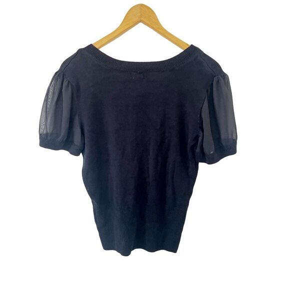 Cleo Petites Black Short Sleeve Round Neck Tie Detail Blouse - Picture 2 of 5